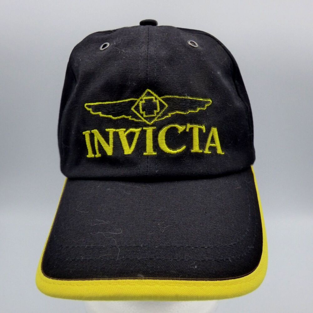 INVICTA WATCH Baseball Hat Adjustable Buckle Strap Black/Yellow NEW